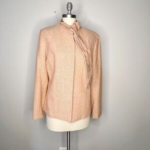 NWT MAG by Magaschoni Blazer Jacket Size 12 beaded scarf Wool Silk